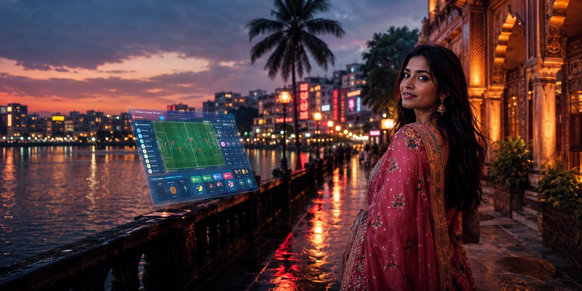 ঢাকায় নিয়নলাইটে স্পোর্টস বেটিং ইভেন্ট উপভোগ করছেন একজন ব্যবহারকারী